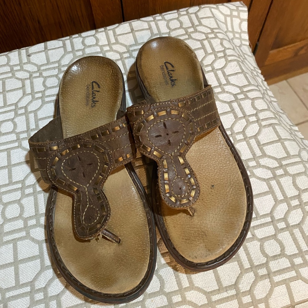 Clarks Brown Leather Sandals